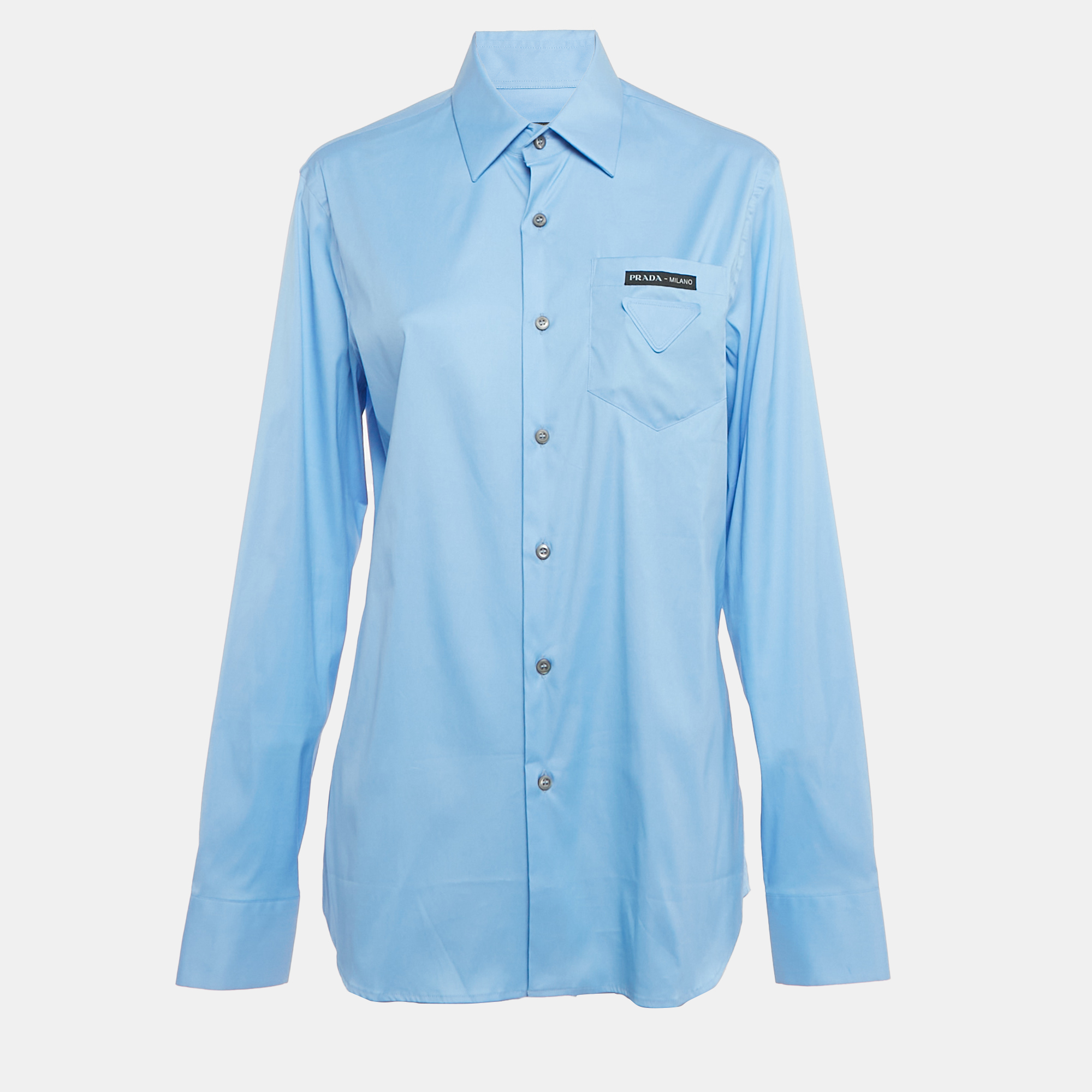 Pre-owned Prada Blue Cotton Button Front Shirt S