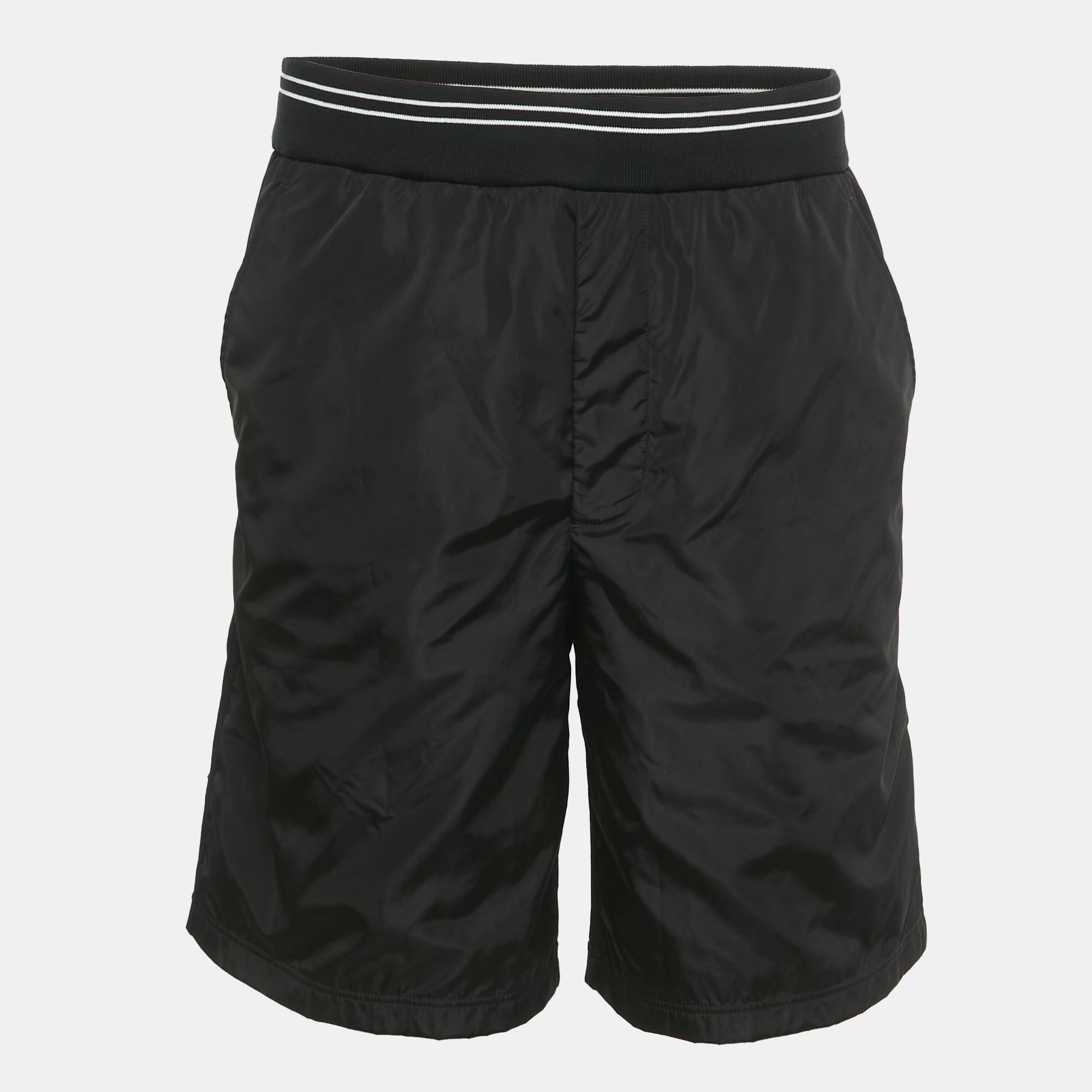 

Prada Black Cotton and Re-Nylon Triangle Logo Shorts M