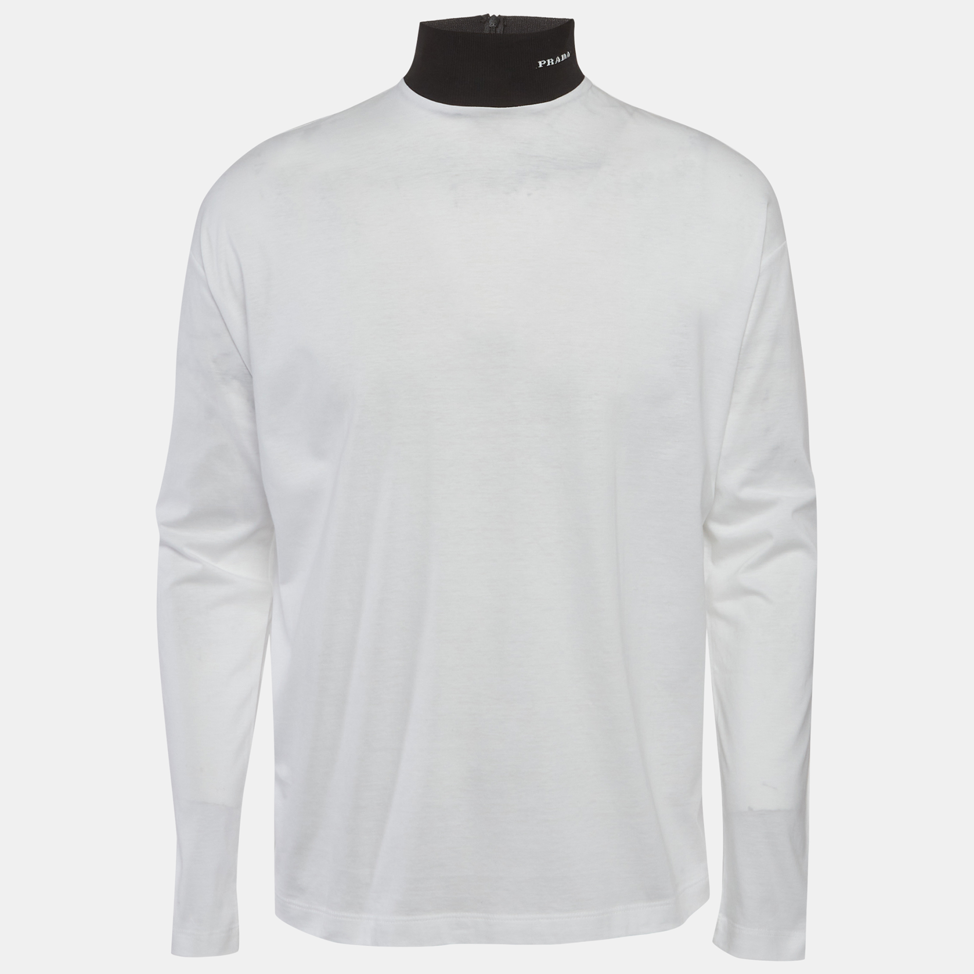 

Prada White Jersey Mock Neck T-Shirt S