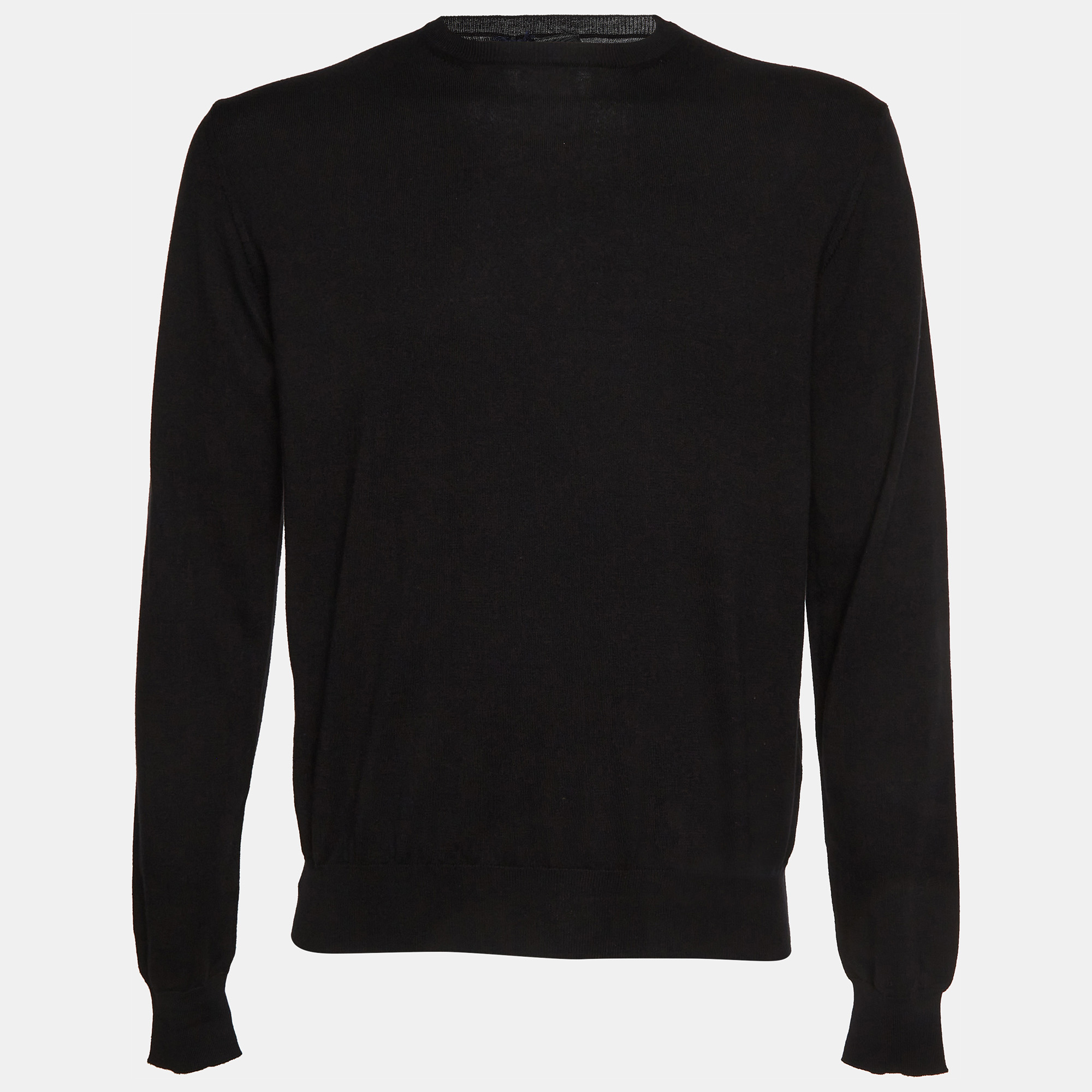 Prada Black Cotton Knit Crewneck Pullover M