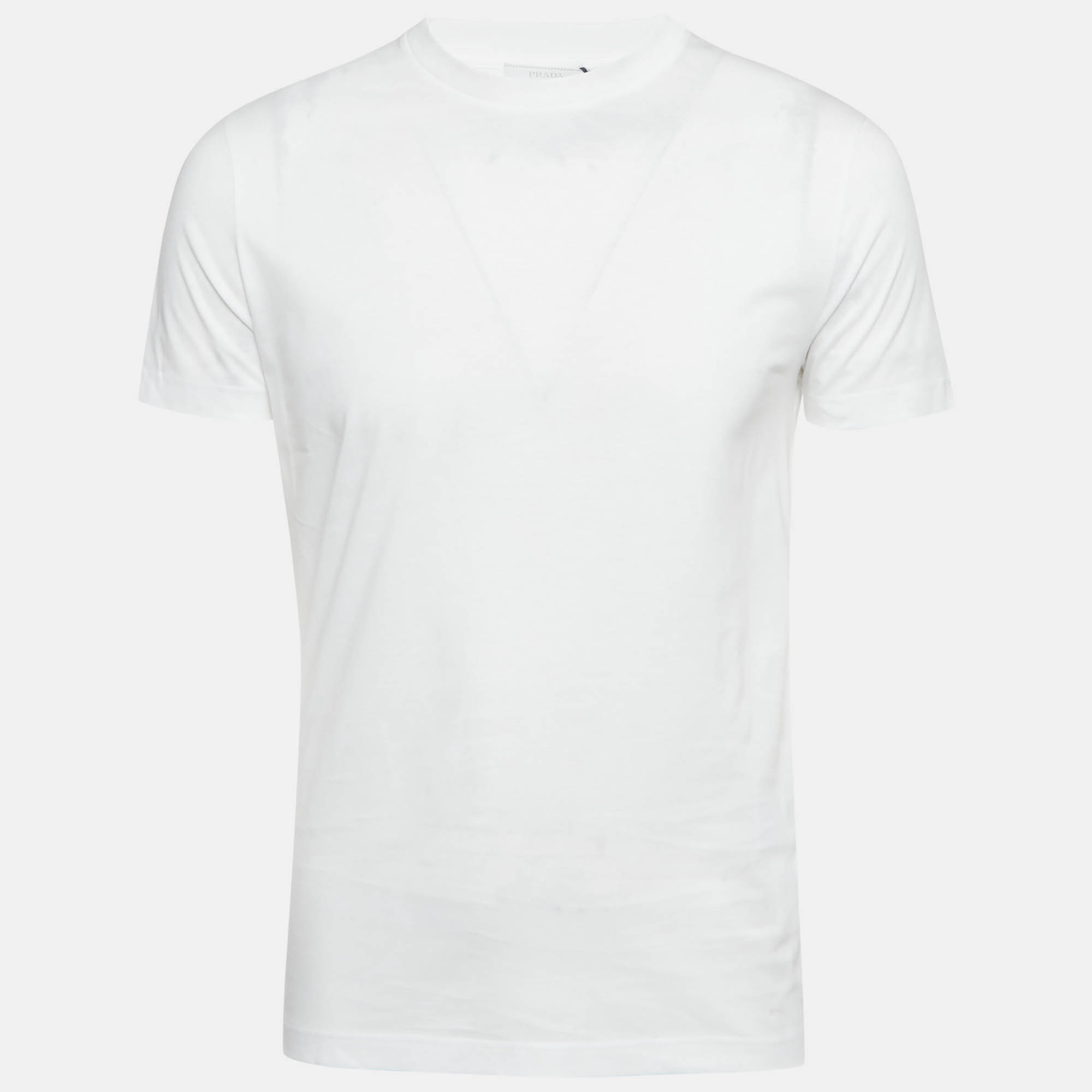 Prada White Jersey Crewneck T-Shirt M