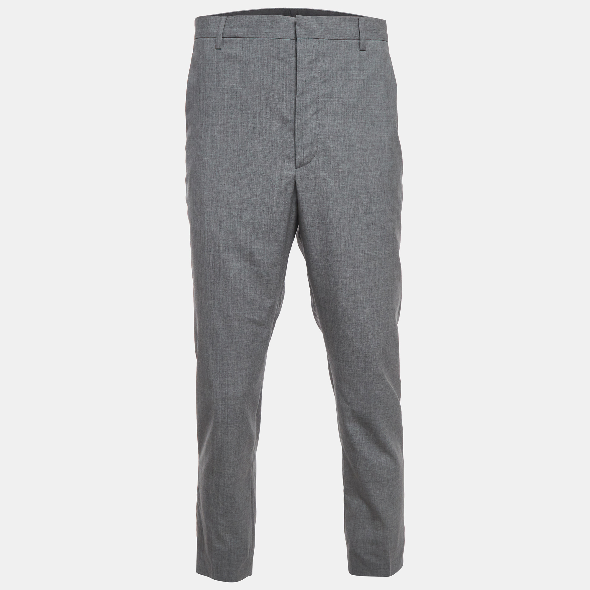 Prada Grey Wool Superfine  Regular Fit Tailored Trousers L