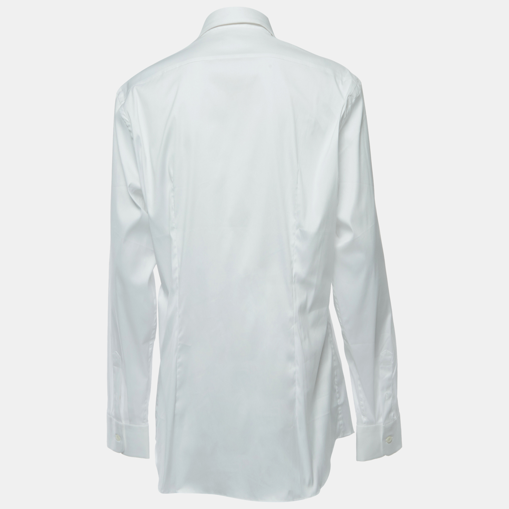 

Prada White Cotton Long Sleeve Button Front Shirt