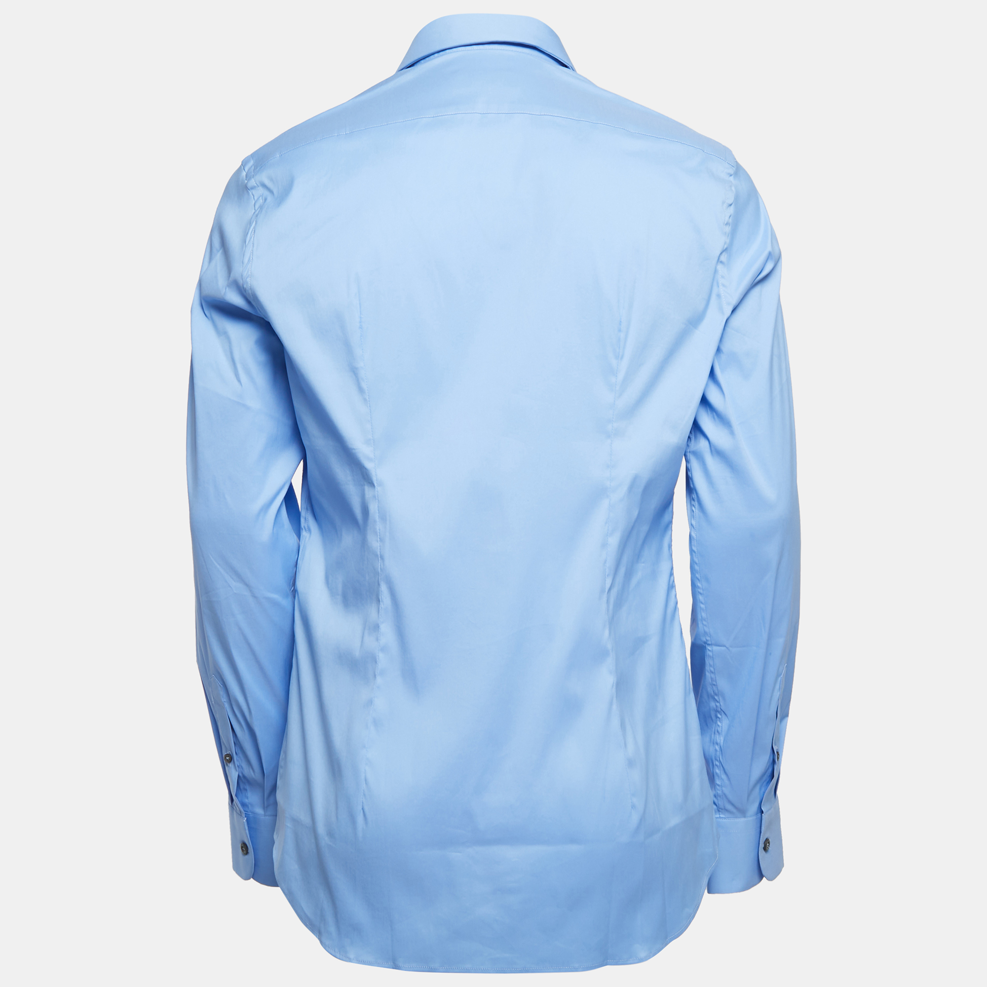 

Prada Blue Cotton Logo Pocket Detail Button Front Shirt L