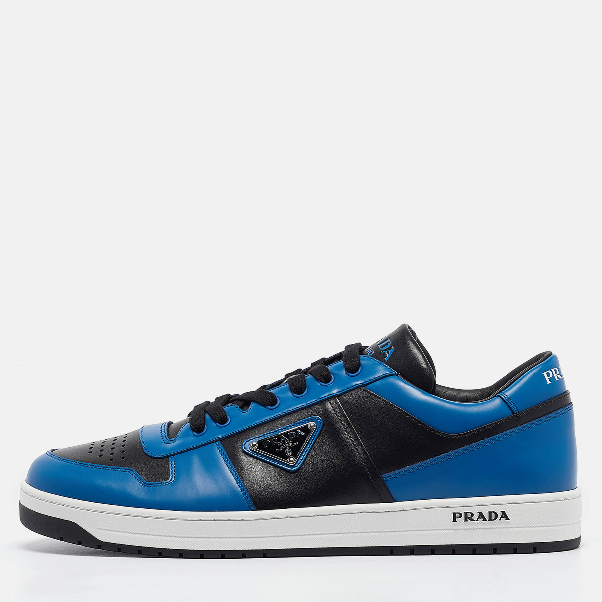 

Prada Blue/Black Leather Downtown Low-Top Sneakers Size 46