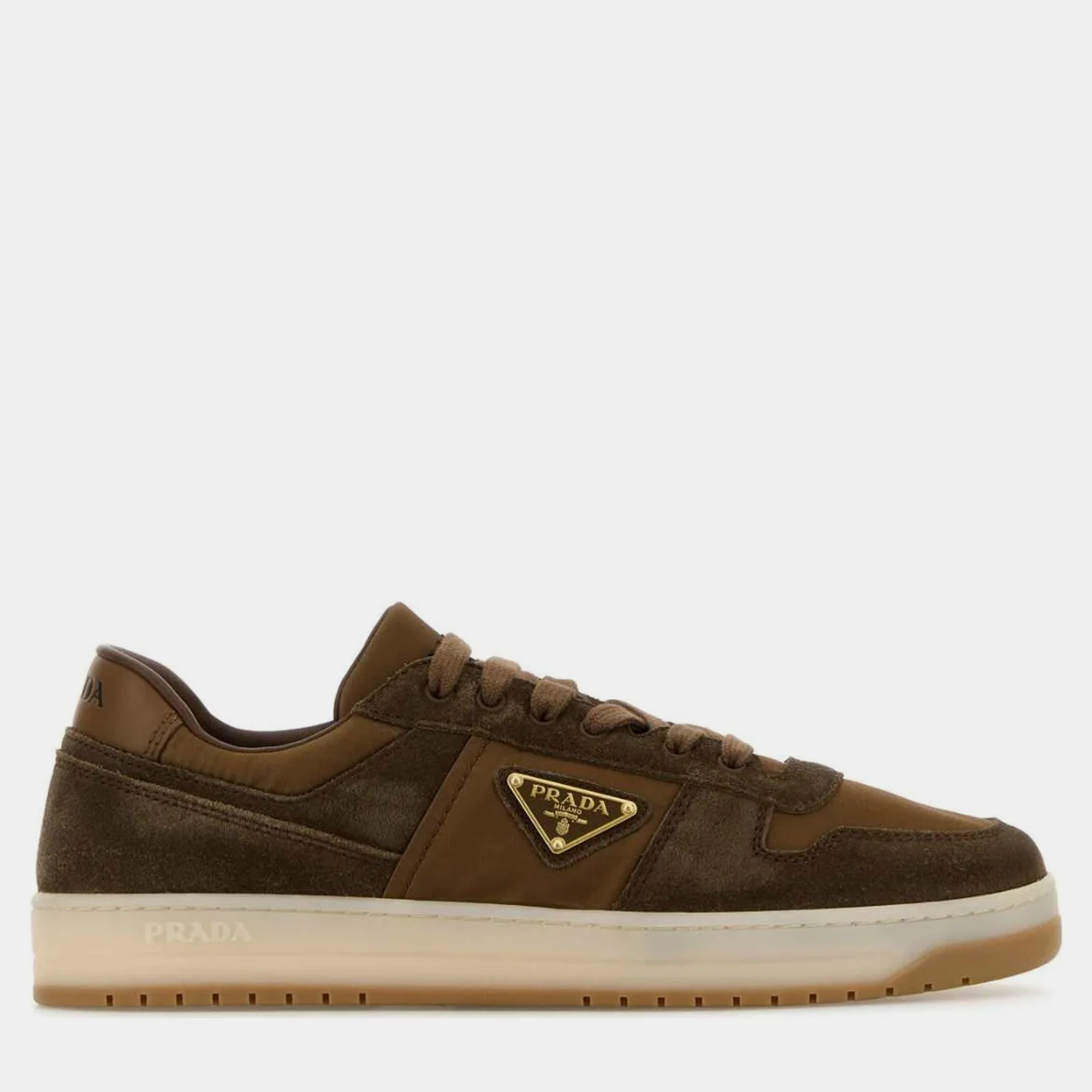 

Prada Two-tone Suede And Fabric Downtown Sneakers EU, Brown