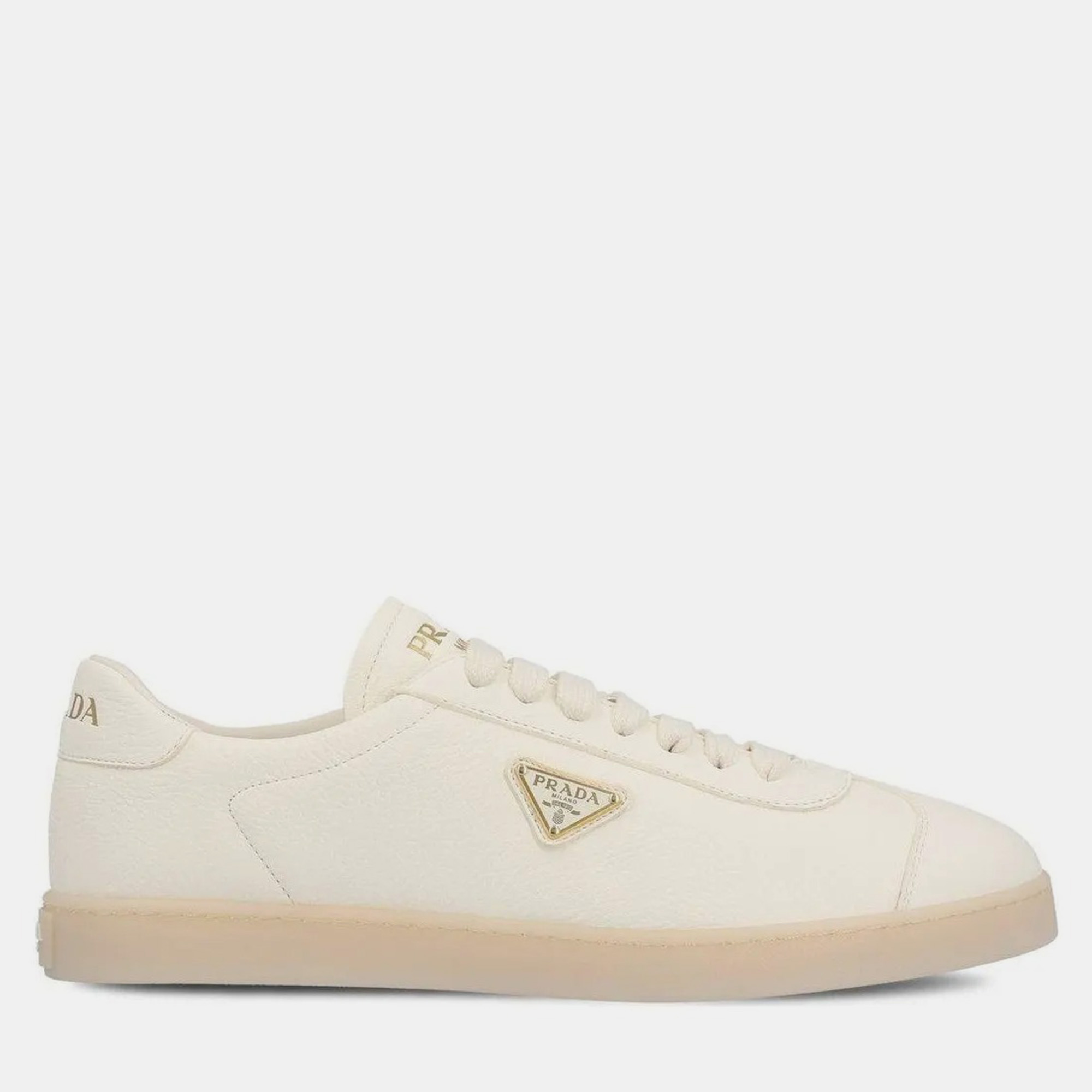 

Prada Avorio Triangle Logo Plaque Low Top Sneakers Men’s UK 10, White