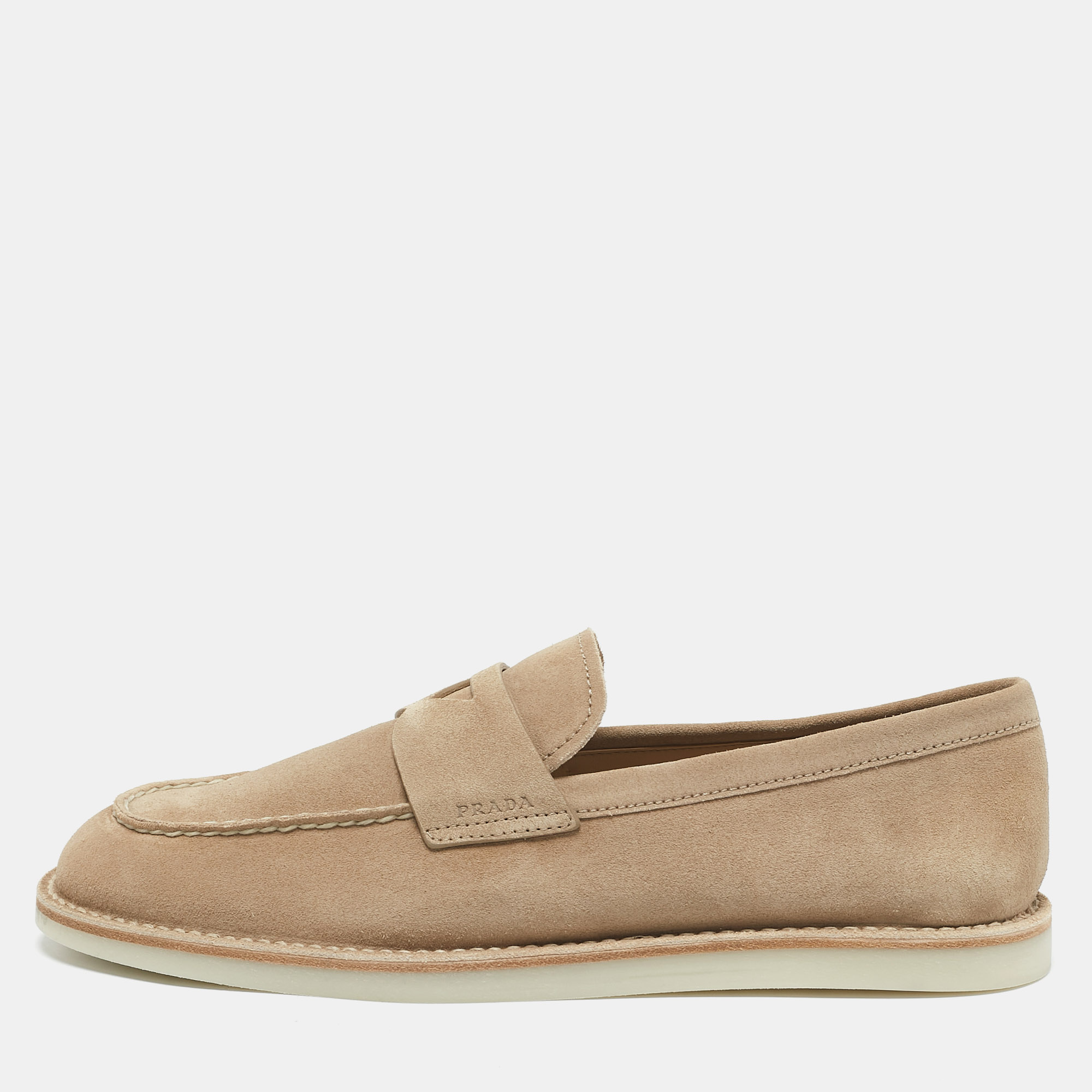 

Prada Beige Suede Slip On Loafers Size 43