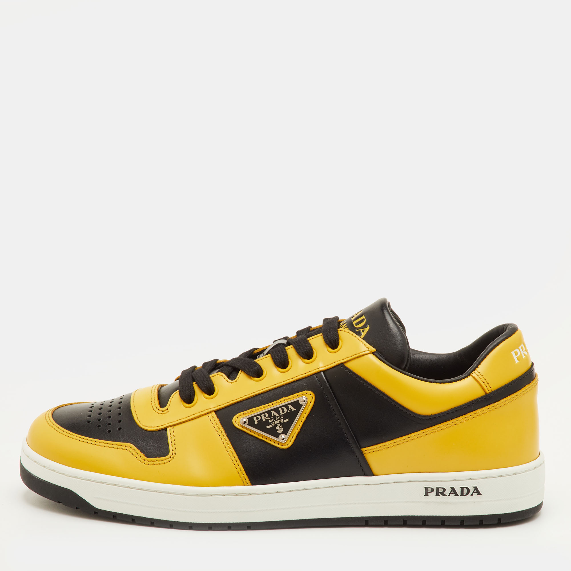 

Prada Downtown Size 42 Black/Yellow Leather Low Top Sneakers