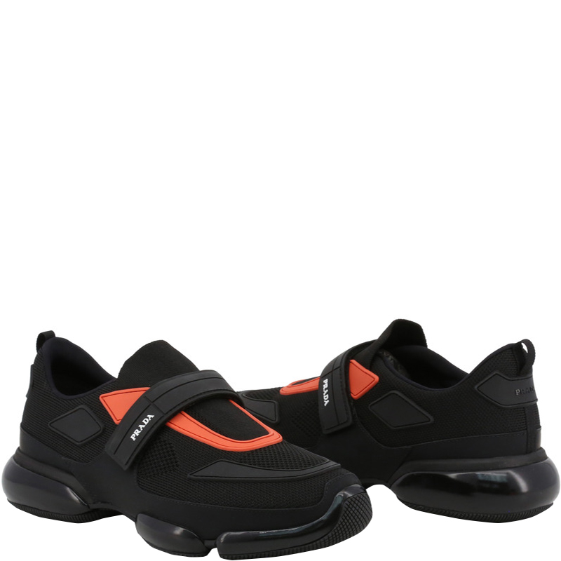 

Prada Black Fabric/Leather Cloudbust Slip-On Sneakers Size