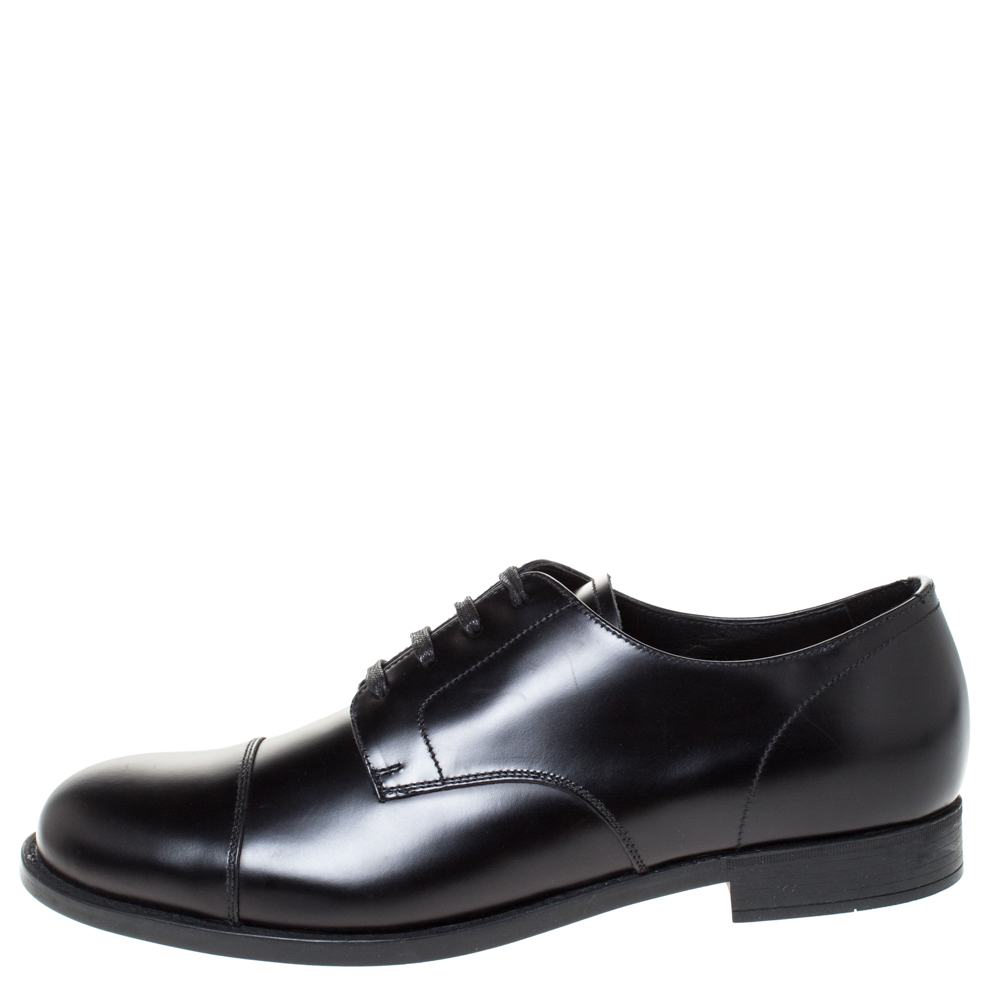 Prada Black Leather Oxfords Size 41.5