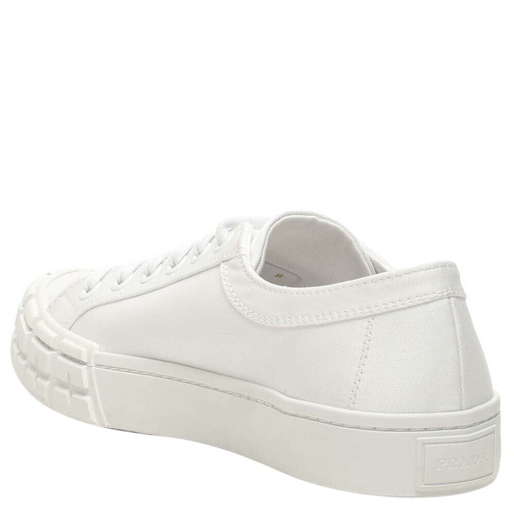 

Prada White Gabardine Fabric Wheel Sneakers Size EU  UK 7