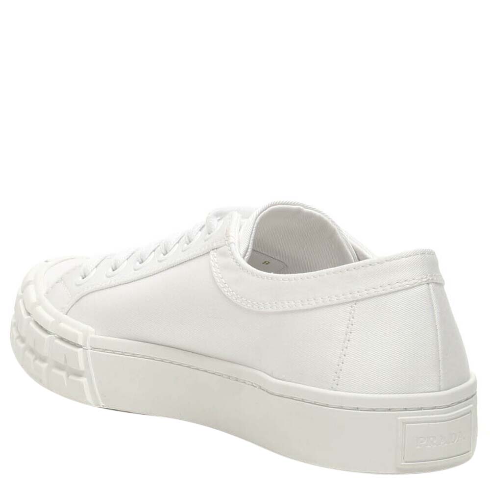 

Prada White Gabardine Fabric Wheel Sneakers Size EU  UK 8