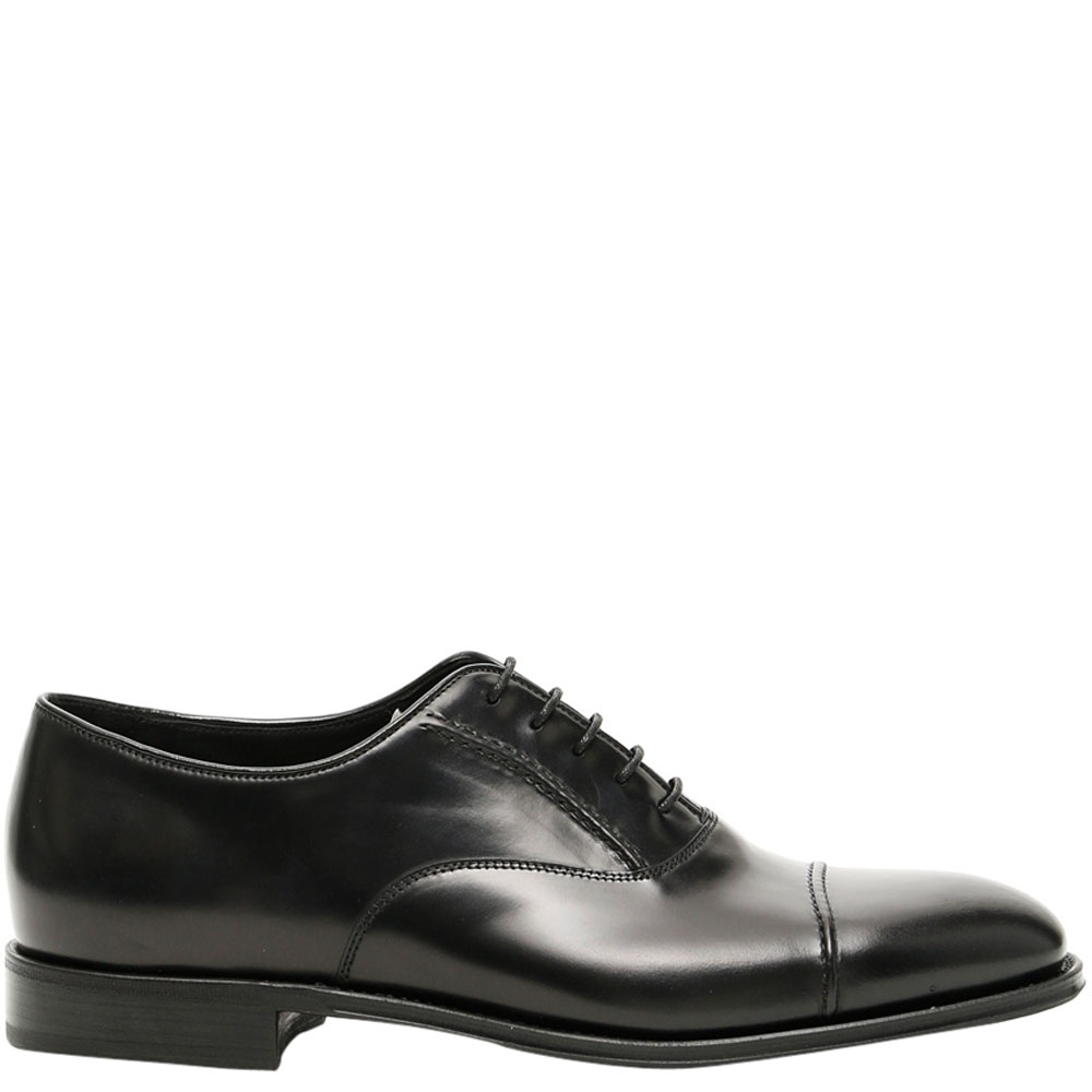 Pre-owned Prada Black Brushed Leather Oxford Shoes Size Uk 6