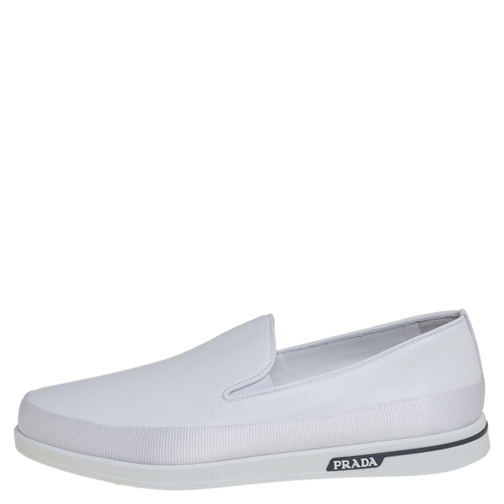 

Prada Saint Tropez White Leather Slip-On Sneakers Size