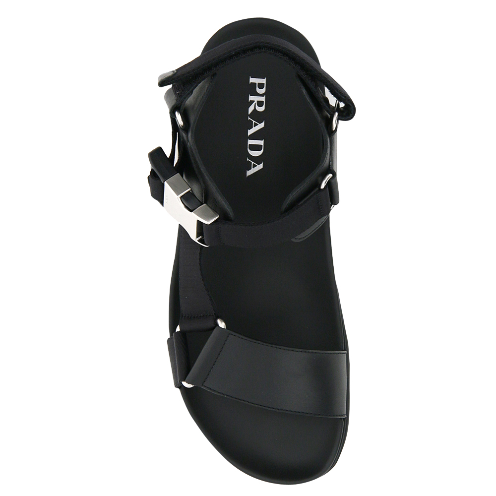

Prada Black Leather and woven tape Sandals Size EU  UK 6