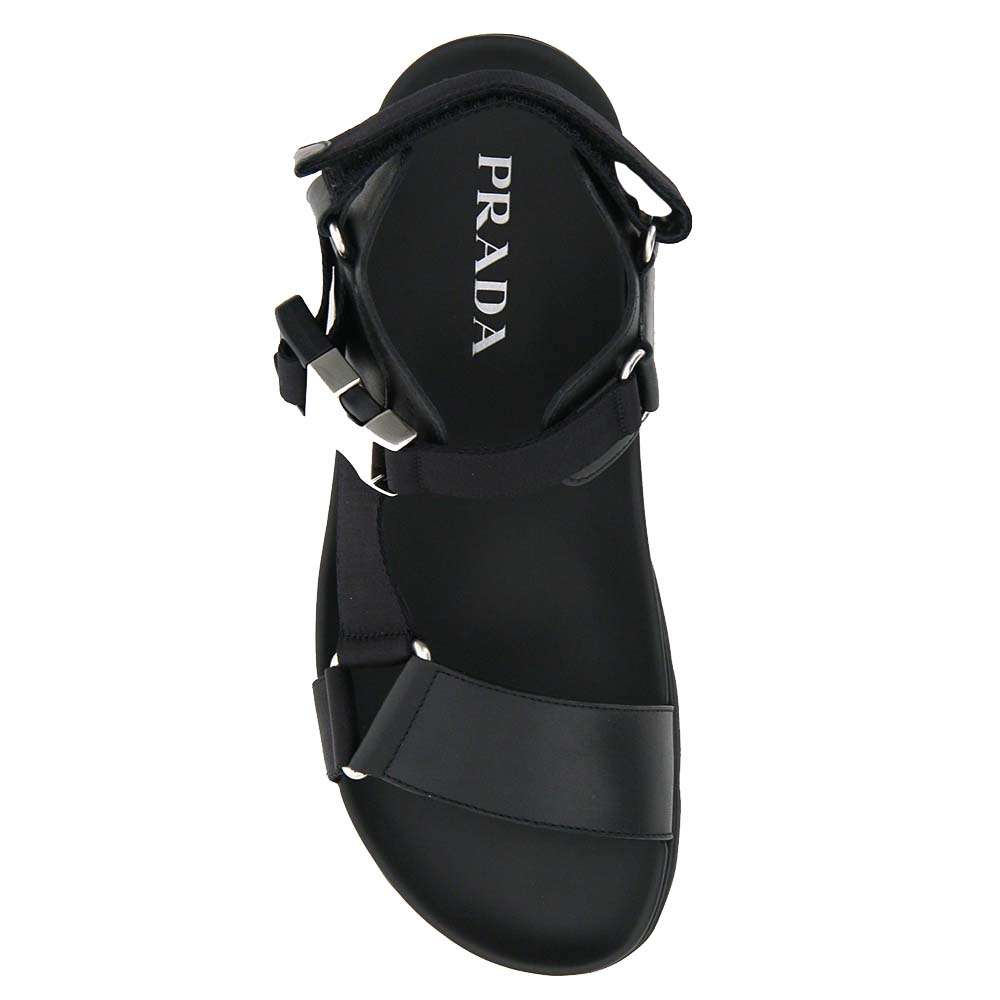 

Prada Black Leather Tape-strap Flat sandals Size UK 10 EU