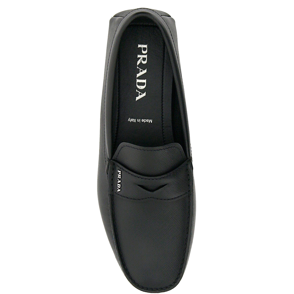 Prada Black Leather Loafers Size UK 11 EU