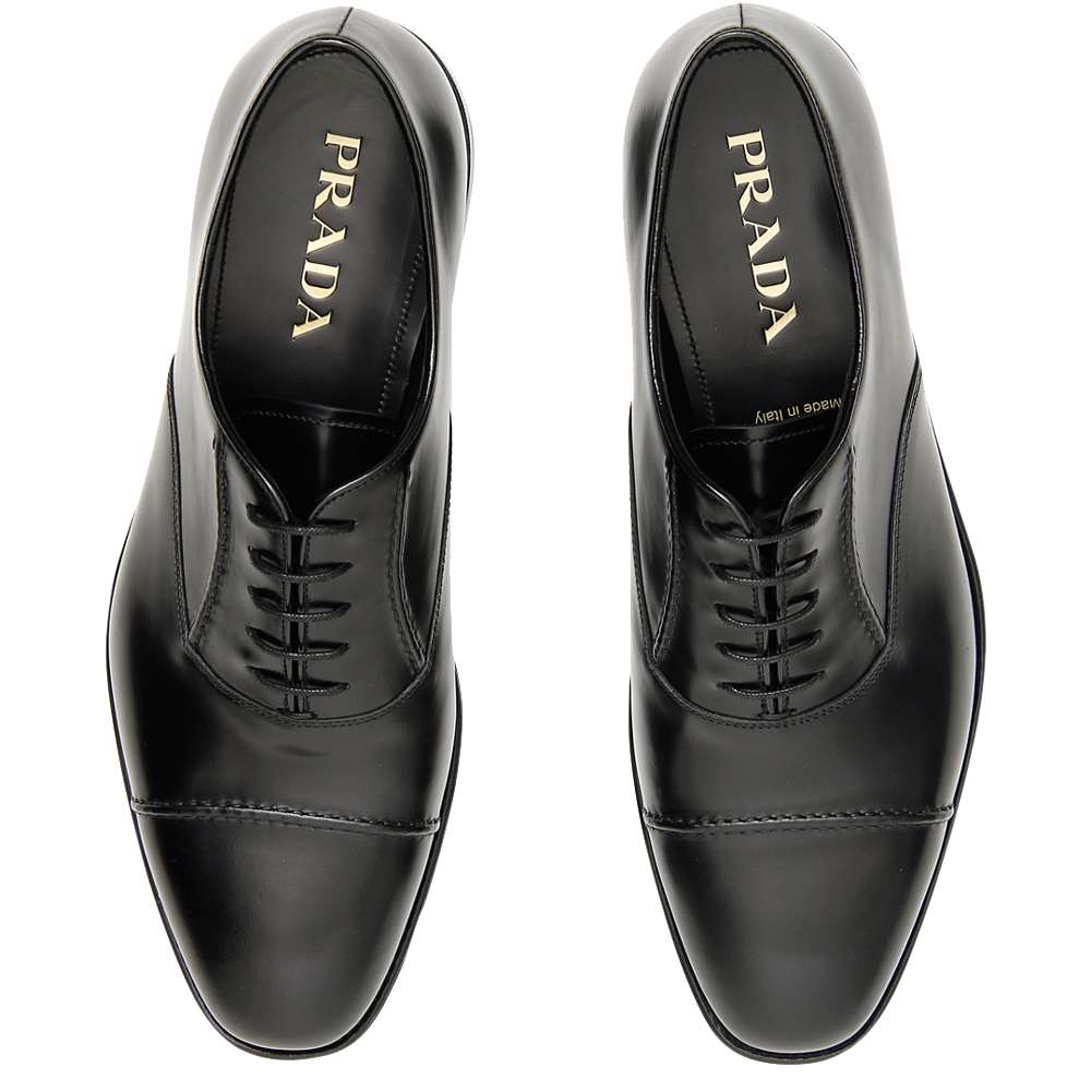 

Prada Black Brushed leather Oxford shoes Size UK 5 EU