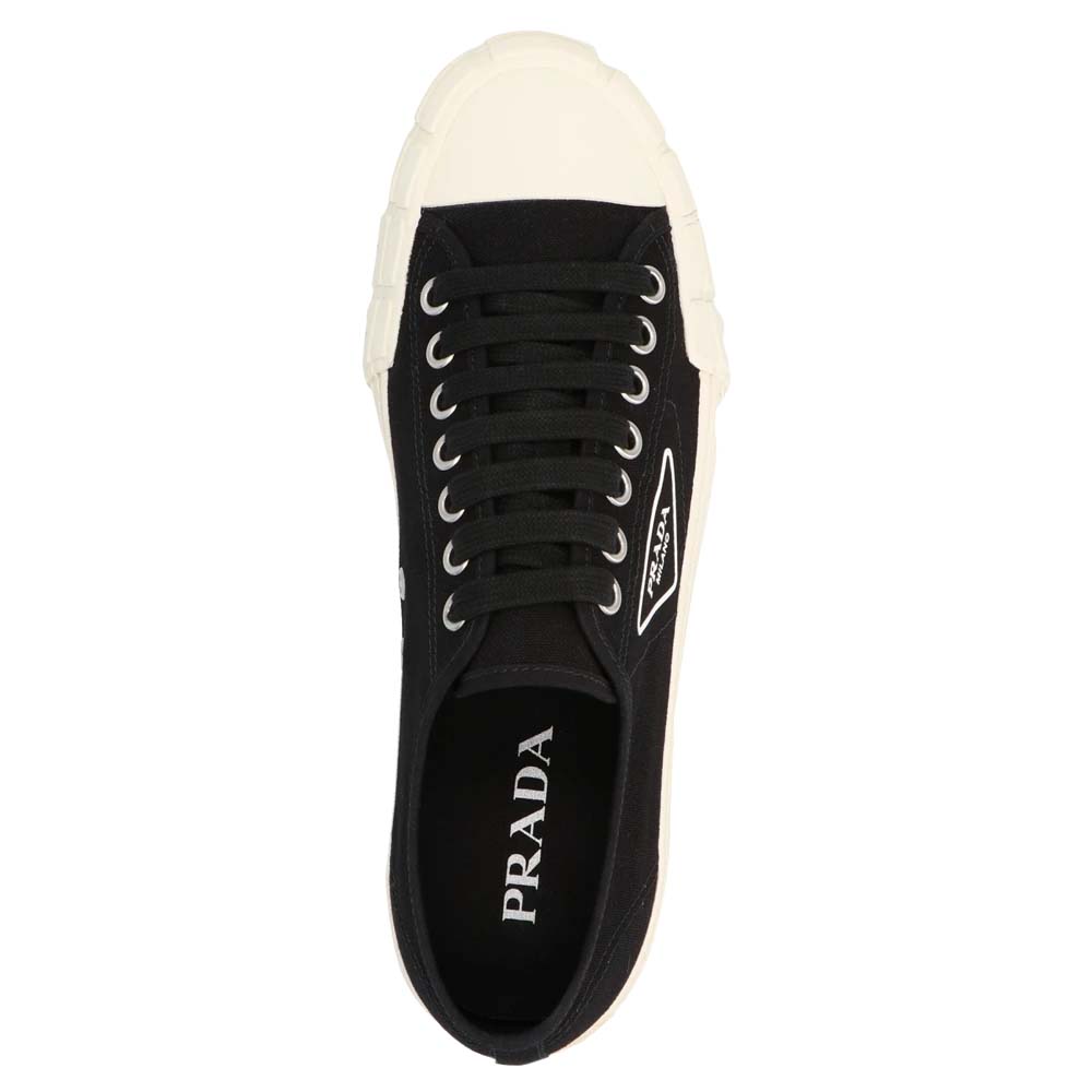 

Prada Black/White Cotton canvas Sneakers Size EU  UK 6.5