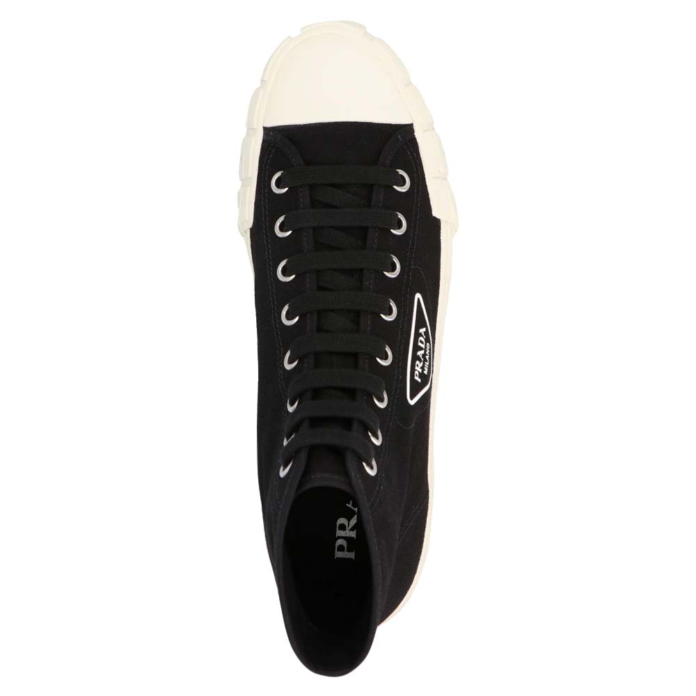 

Prada Black/White Cotton canvas High top Sneakers Size EU  UK 7