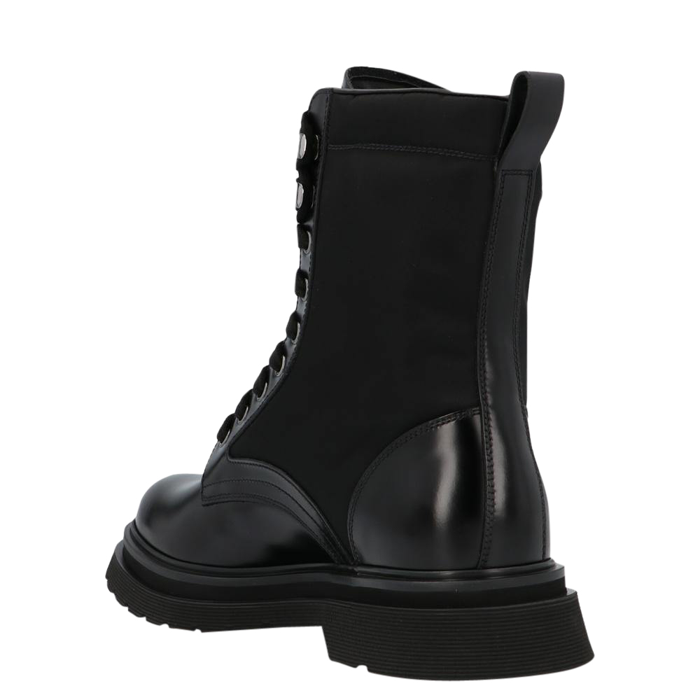 

Prada Black Brushed Leather Lace-Up Boots Size UK 8.5