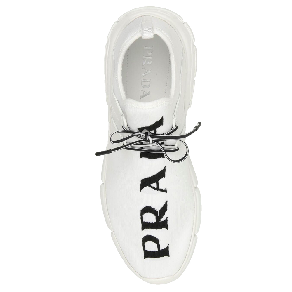 

Prada White Logo Knit Fabric Sneakers Size EU