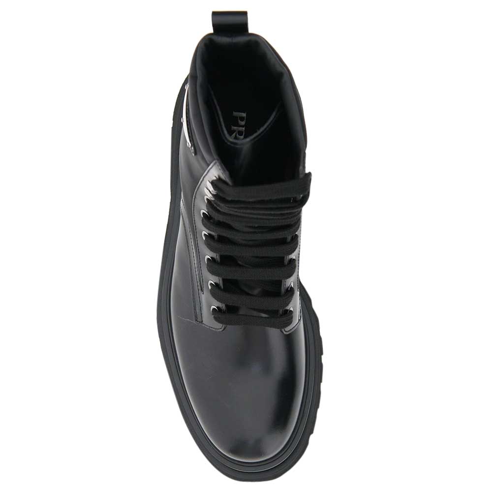 

Prada Black Brushed leather and Nylon Combat Boots Size