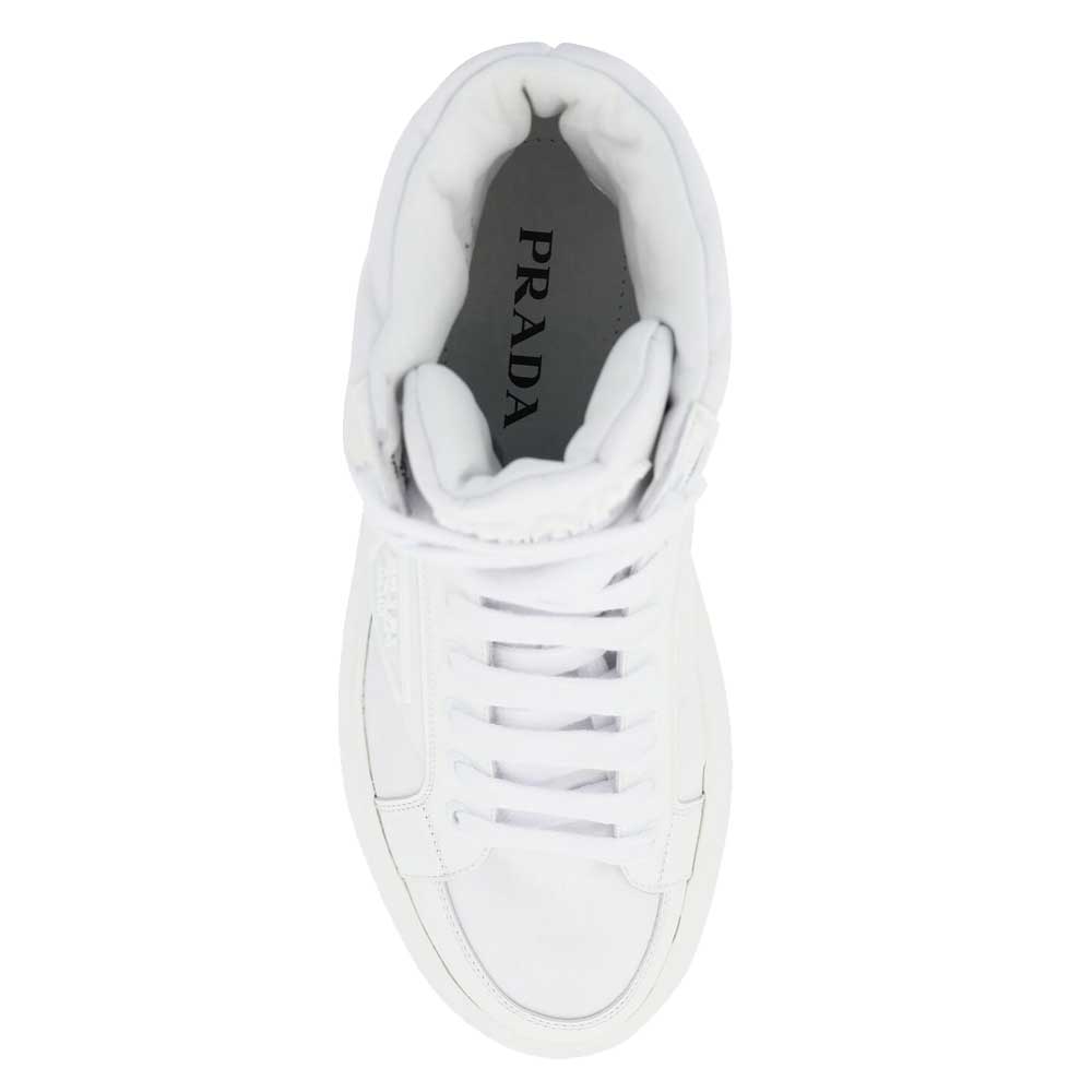 

Prada White Re-Nylon and brushed leather Macro high-top Sneakers Size