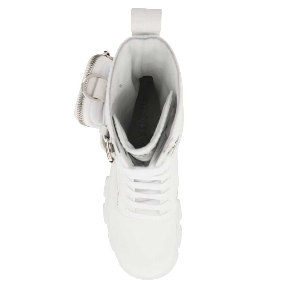 

Prada White Brushed leather and nylon Monolith Booties Size