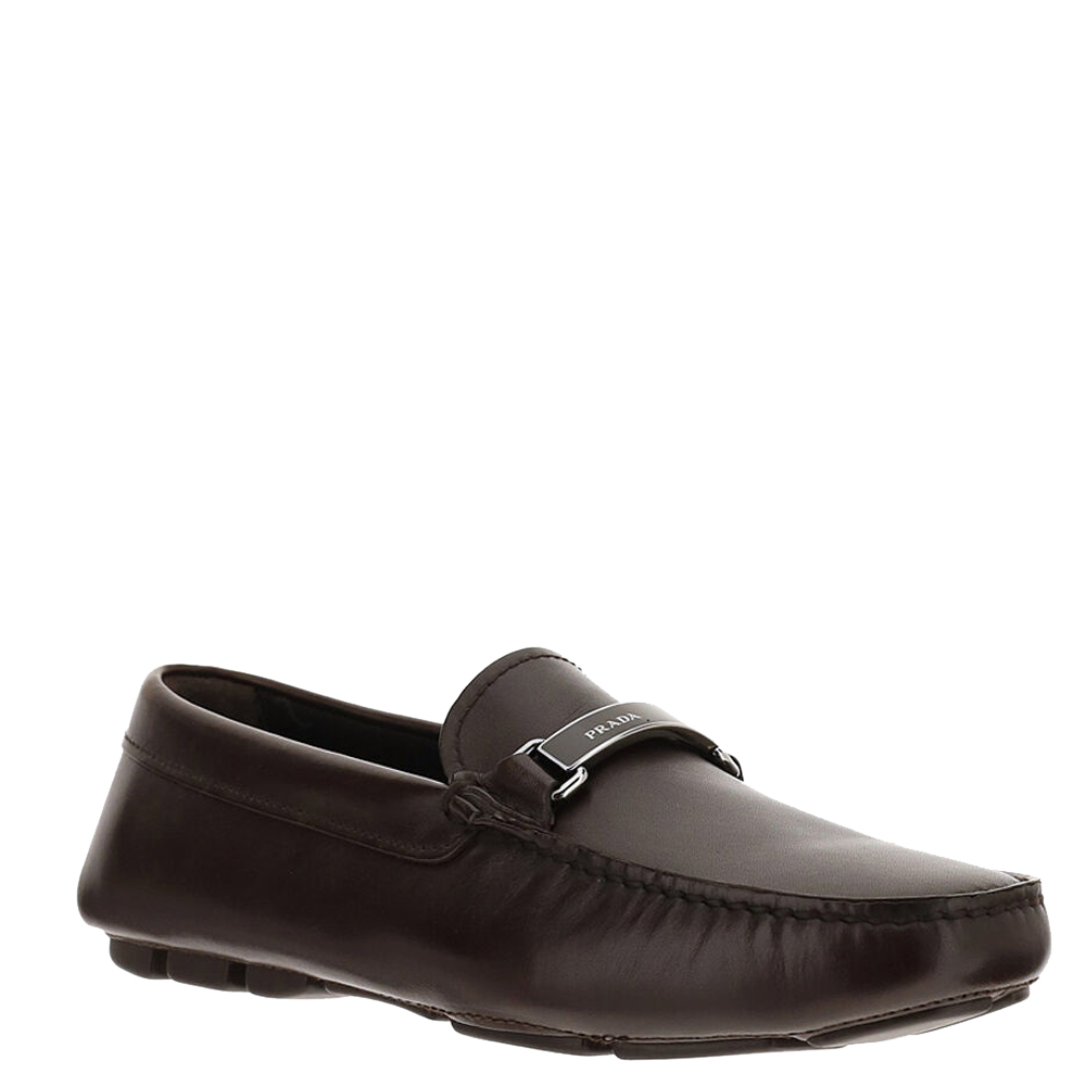 

Prada Brown Saffiano Leather Loafers Size UK 7/EU
