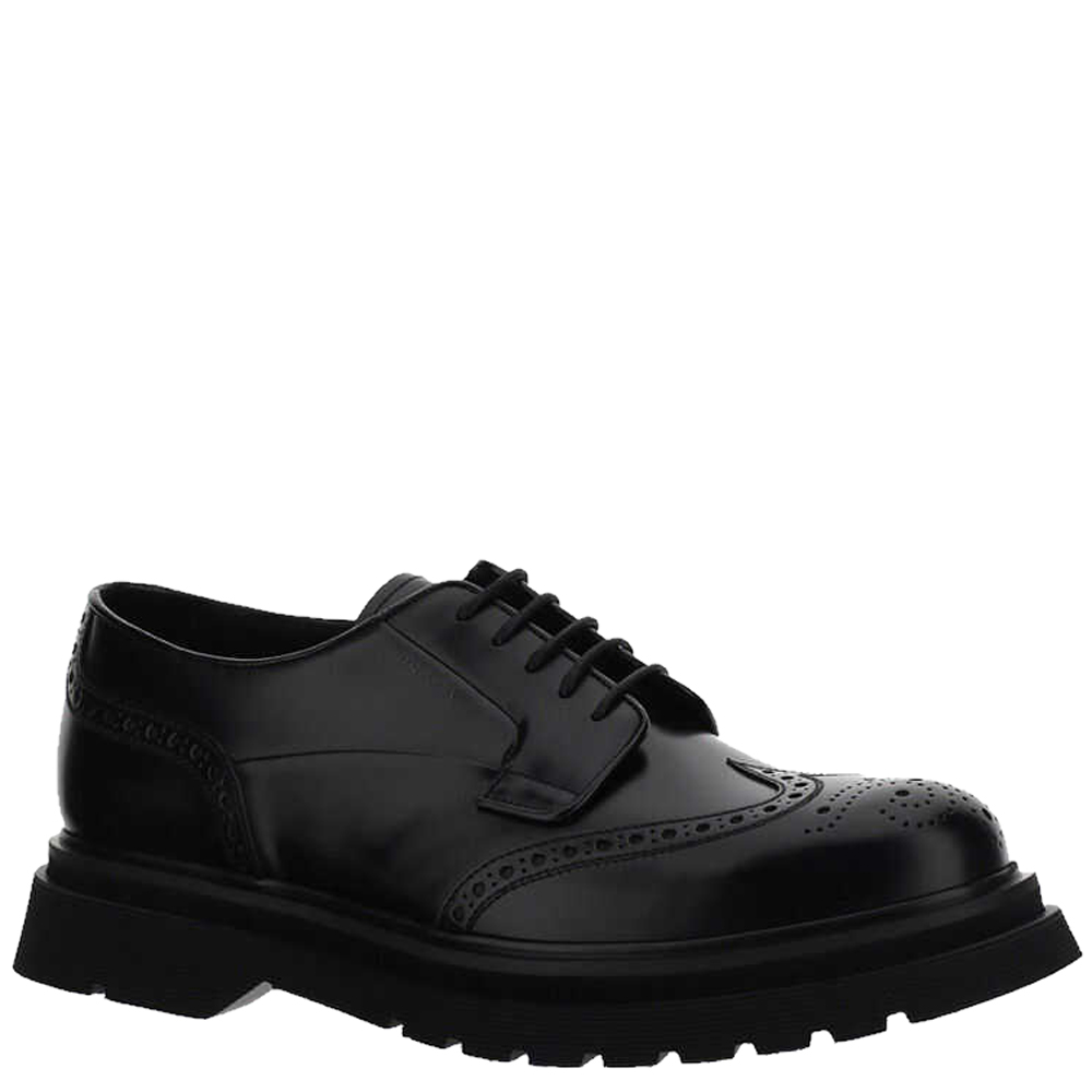 

Prada Black Brushed Leather Derby Shoes Size UK 10 EU