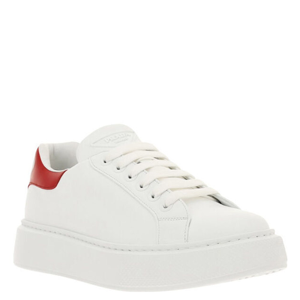 

Prada White/Red Leather Sneakers Size UK 10 EU