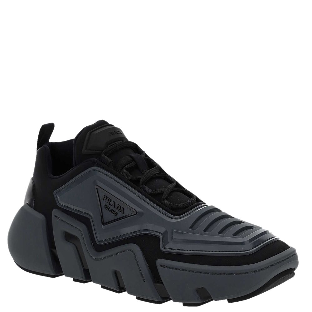 

Prada Black Leather Technical fabric Sneakers Size EU  UK 7
