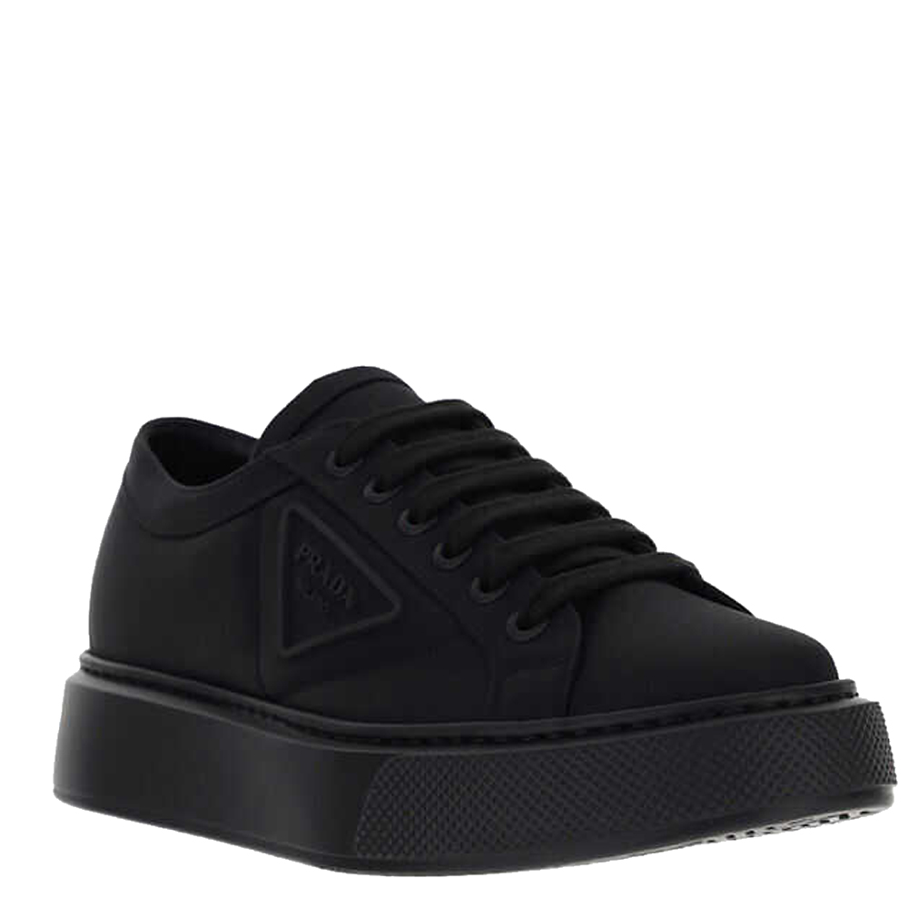

Prada Black Leather Sneakers Size UK 8.5 EU