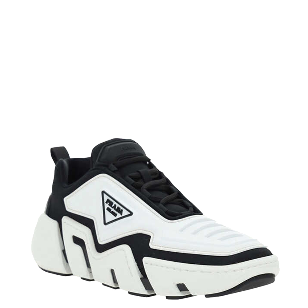 

Prada White/Black Technical fabric Sneakers Size EU  (UK 12