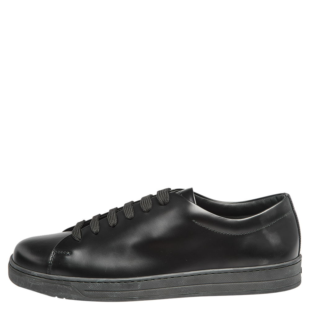 

Prada Black Leather Low Top Sneakers Size