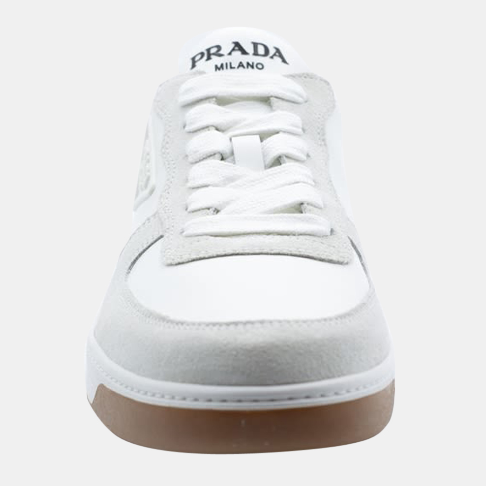 

Prada White/Grey Leather and Suede Sneaker Size US 8 EU