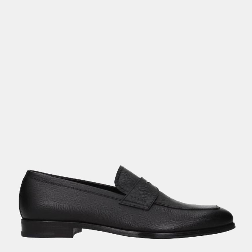 

Prada Black Leather Loafers Size US 8.5 EU