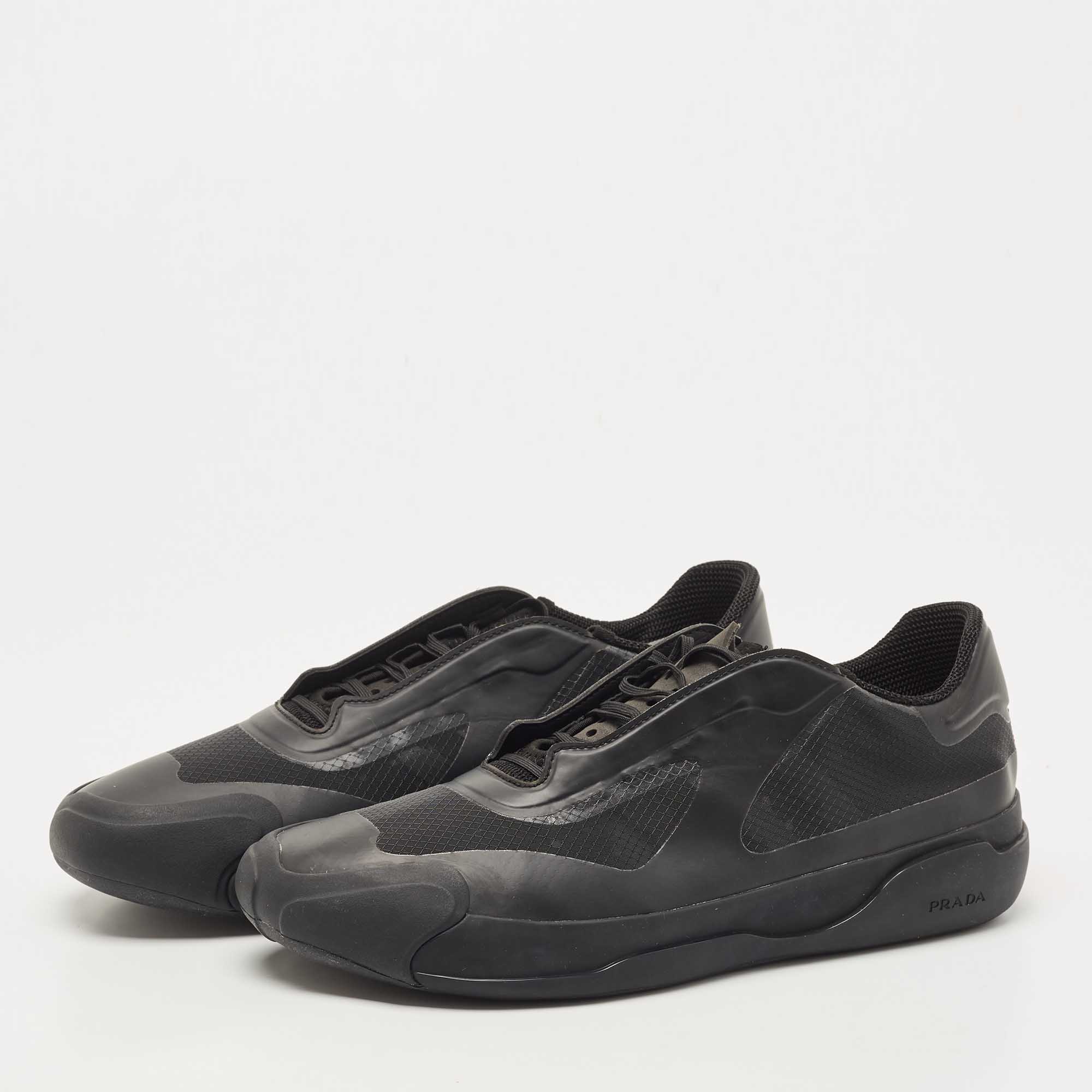 

Prada Black Mesh and Rubber Low Top Sneakers Size