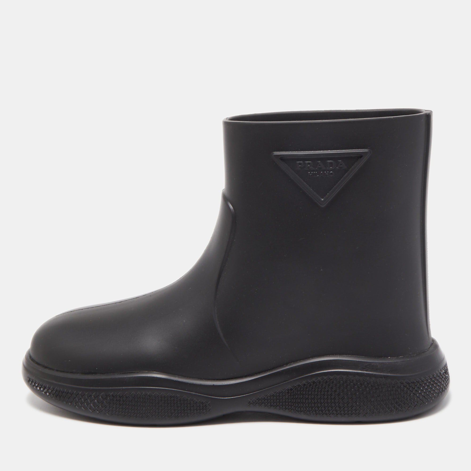 Pre-owned Prada Black Rubber Rain Boots Size 42
