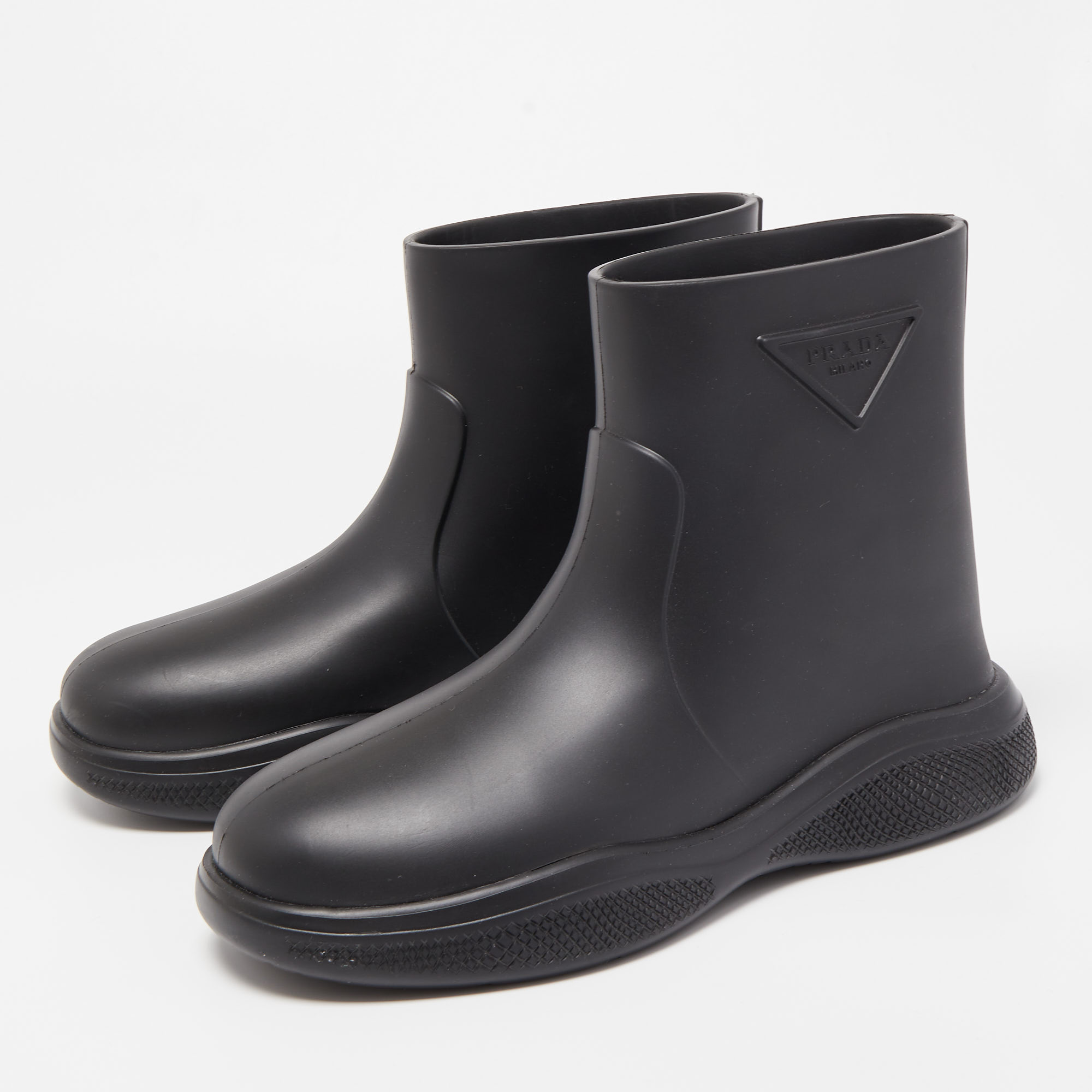 

Prada Black Rubber Rain Boots Size