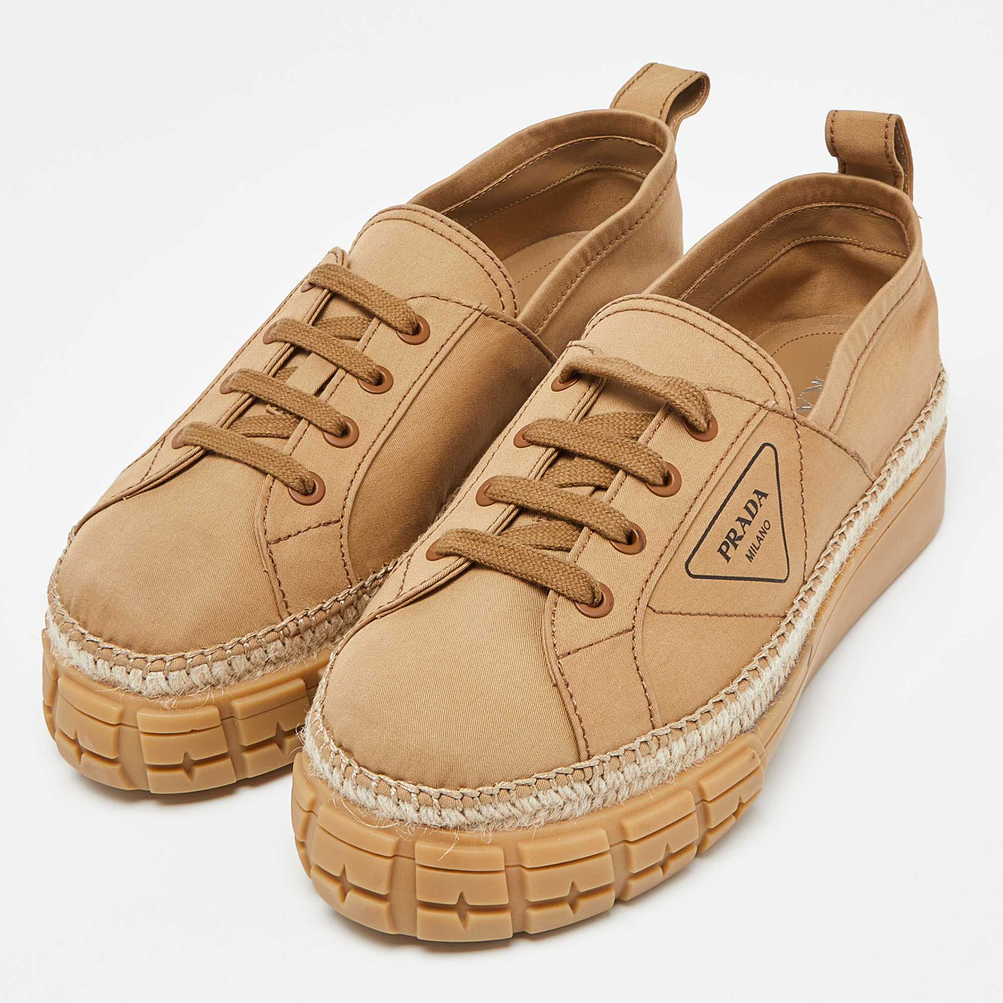 

Prada Brown Canvas Low Top Sneakers Size