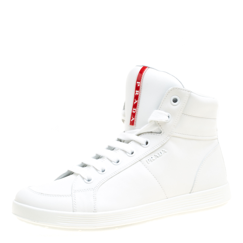 Prada Sport White Leather High Top Sneakers Size 41 Prada Sport | TLC