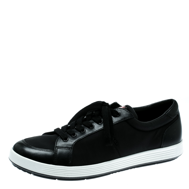 Pre Owned Prada Sport Black Fabric And Leather Sneakers Size 42