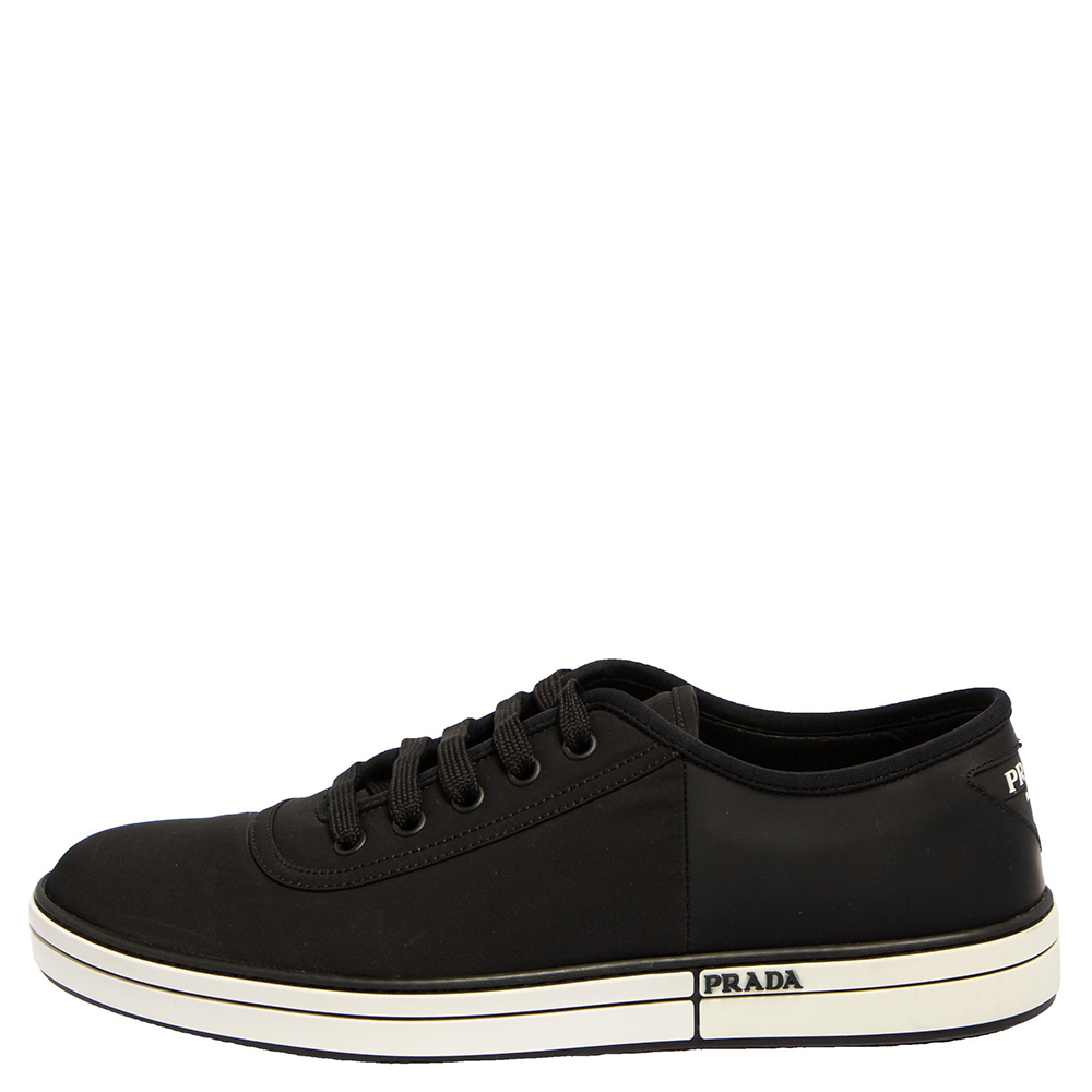 

Prada Black Nylon And Rubber Low Top Sneakers Size