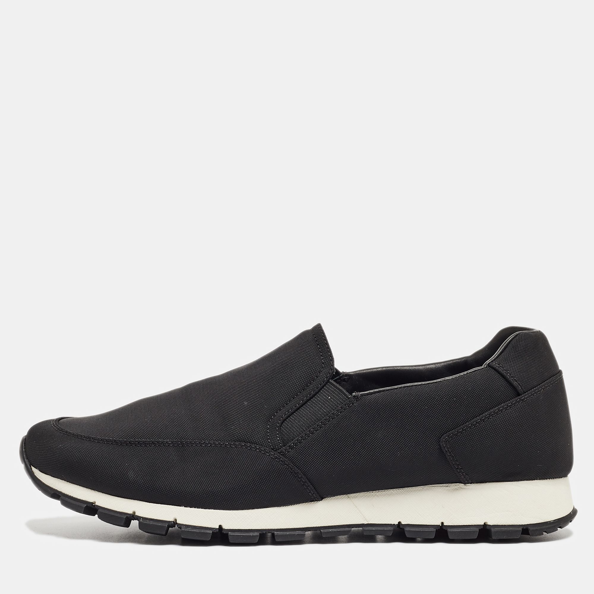 Pre-owned Prada Black Nylon Slip On Sneakers Size 43