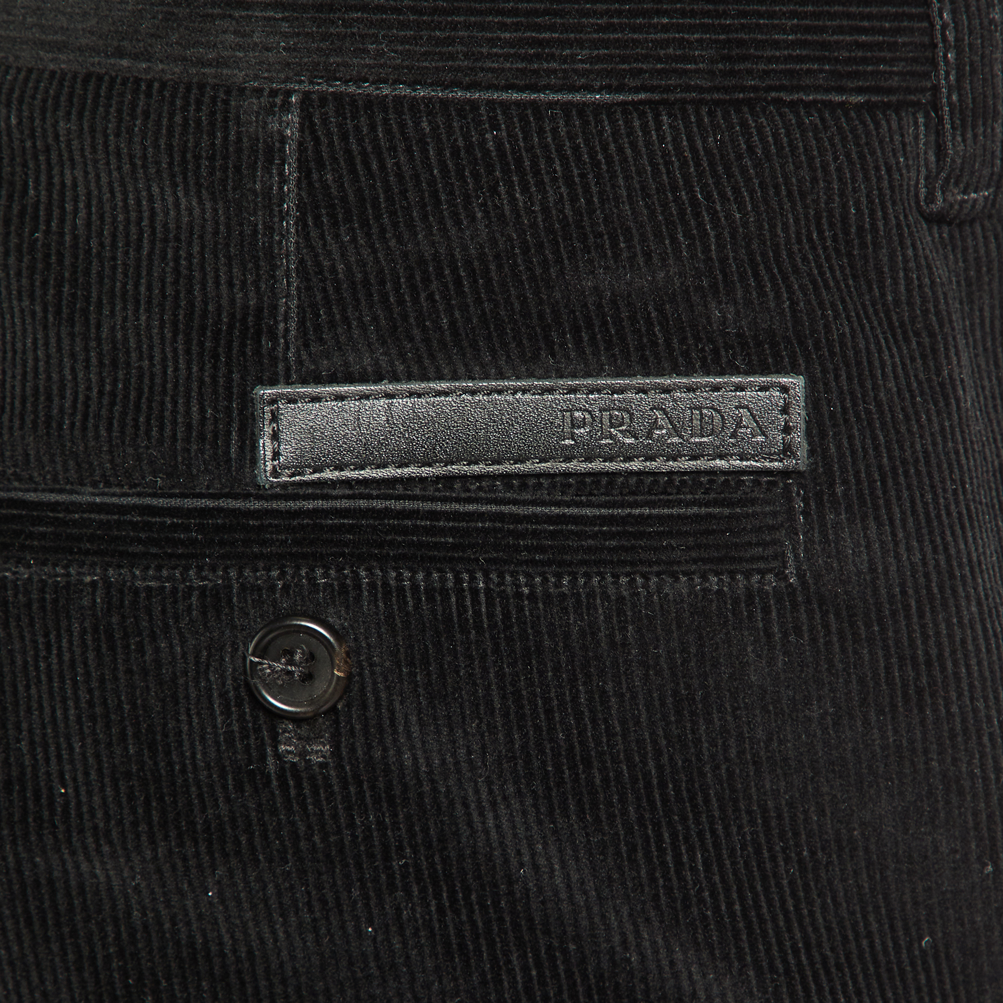 Prada Black Corduroy Regular Fit Pants XL 