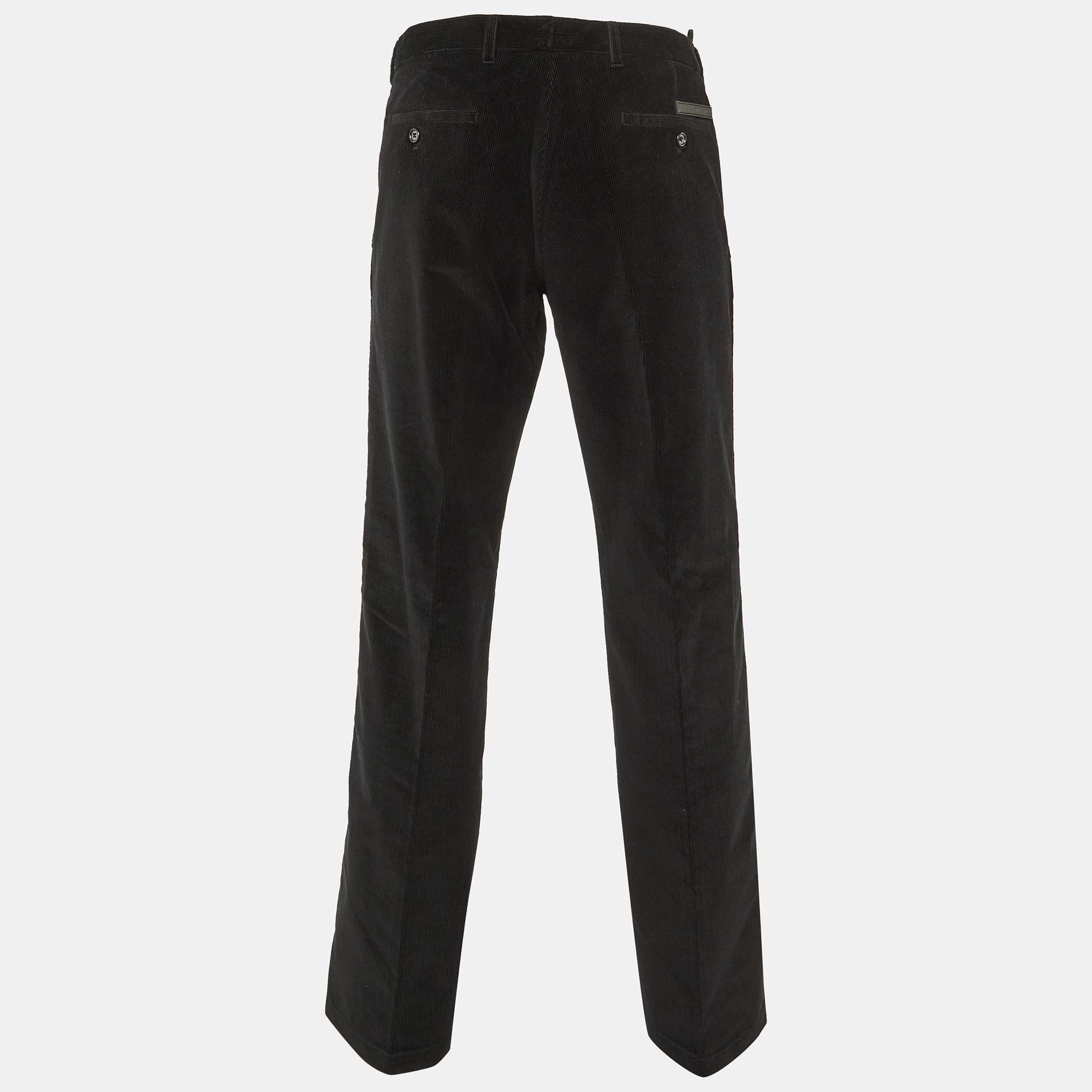 Prada Black Corduroy Regular Fit Pants XL 