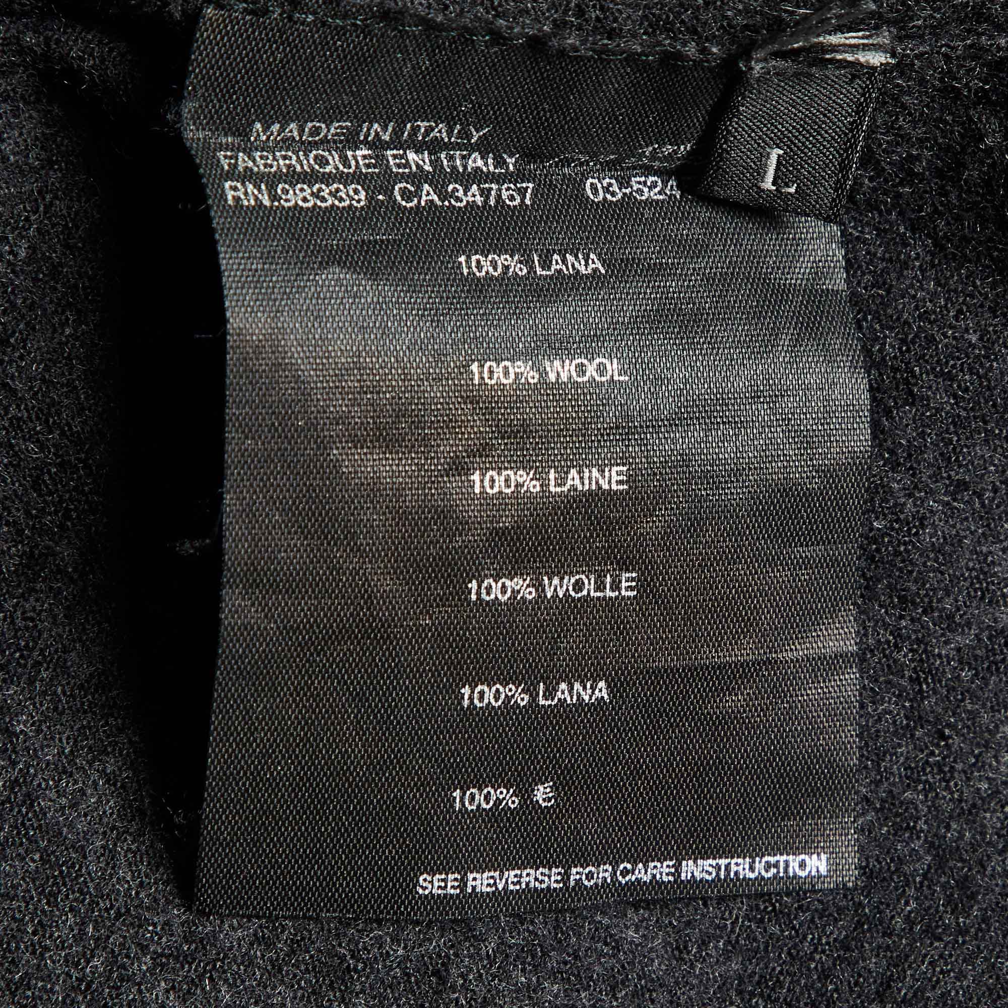 Prada Sport Dark Grey Wool Zip Up Jumper L 